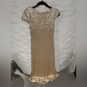 SORELLA VITA Sequin Gold Long Gown